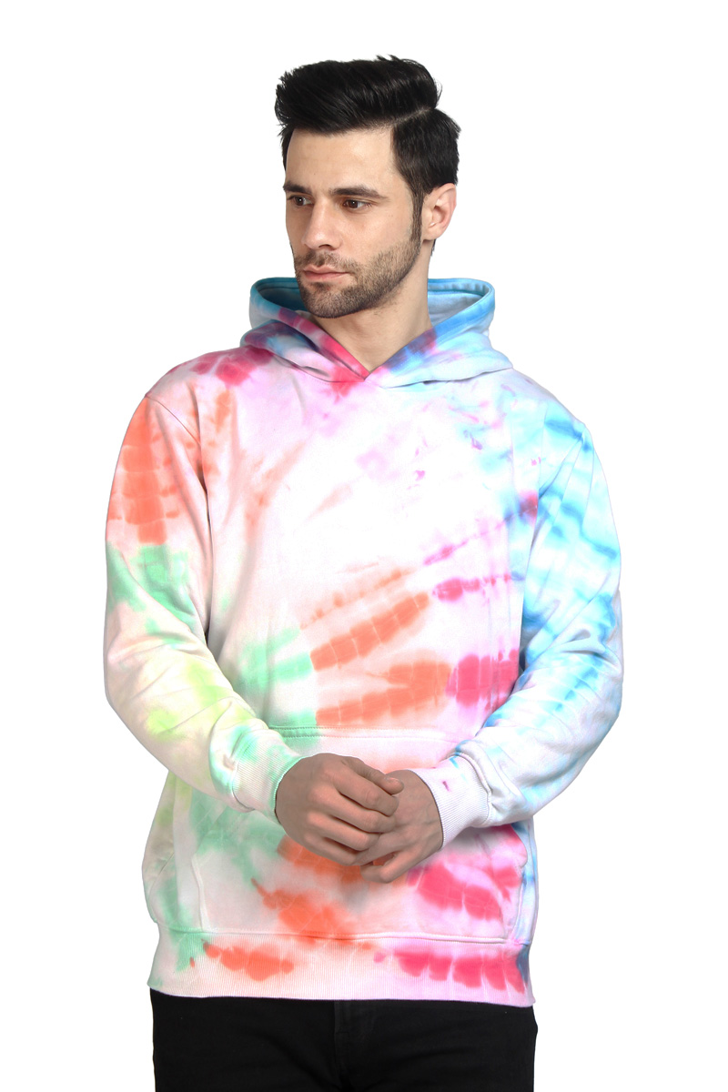 MEN TIE AND DYED COTTON HOODIES WITH Kangaroo Pockets