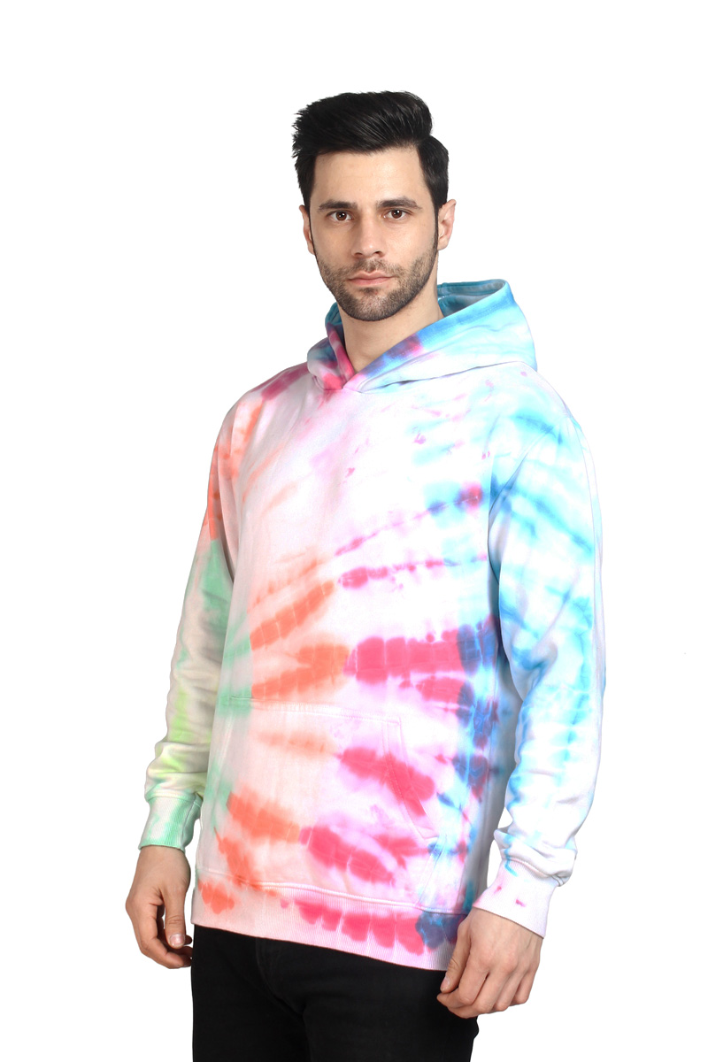 MEN TIE AND DYED COTTON HOODIES WITH Kangaroo Pockets