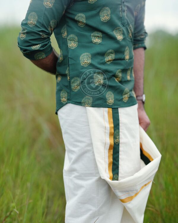 Green and Gold Kathakali Mundu