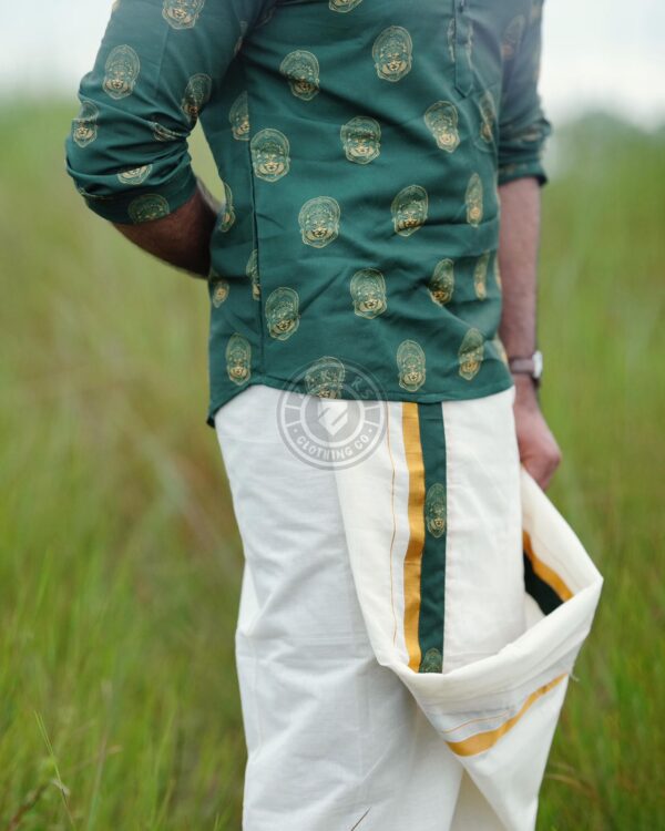 Green and Gold Kathakali Mundu