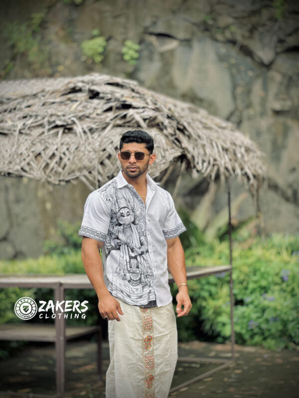 ONAM Kathakali Side BW Printed Shirt White